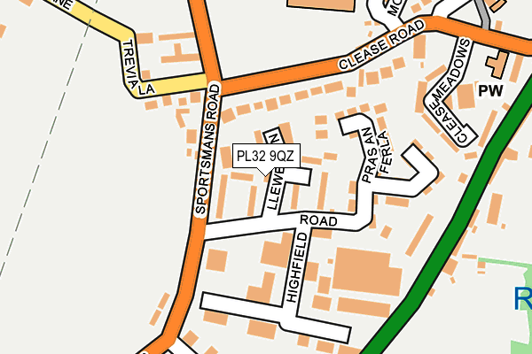 PL32 9QZ map - OS OpenMap – Local (Ordnance Survey)