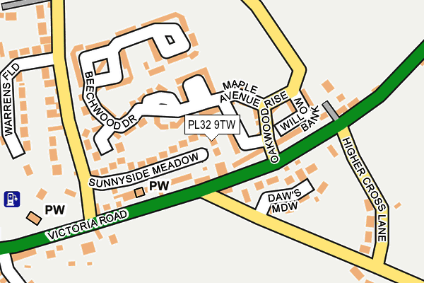 PL32 9TW map - OS OpenMap – Local (Ordnance Survey)