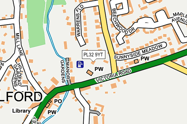 PL32 9YT map - OS OpenMap – Local (Ordnance Survey)