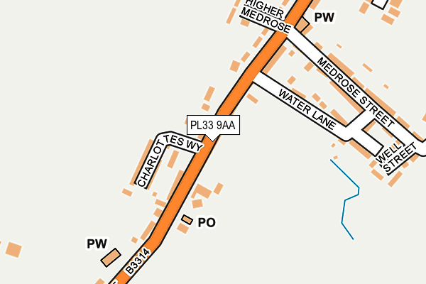 PL33 9AA map - OS OpenMap – Local (Ordnance Survey)