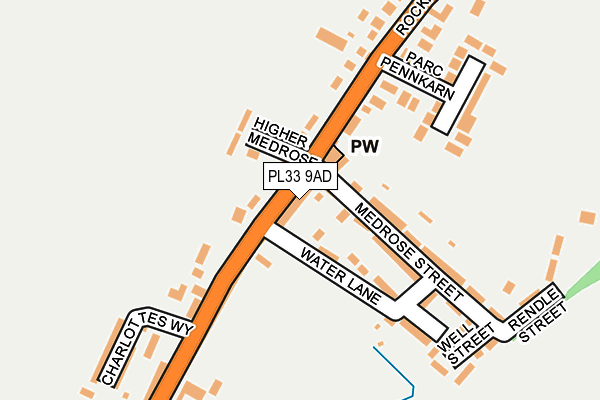 PL33 9AD map - OS OpenMap – Local (Ordnance Survey)