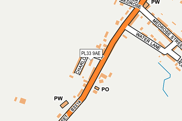 PL33 9AE map - OS OpenMap – Local (Ordnance Survey)