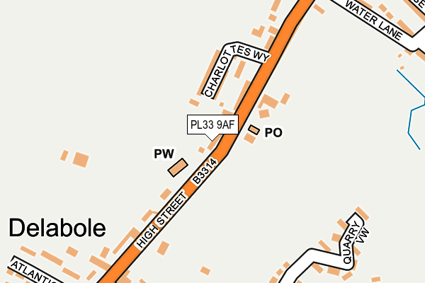 PL33 9AF map - OS OpenMap – Local (Ordnance Survey)