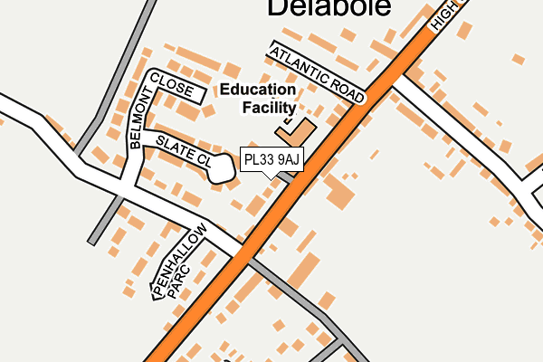 PL33 9AJ map - OS OpenMap – Local (Ordnance Survey)