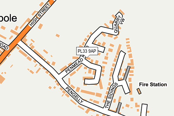 PL33 9AP map - OS OpenMap – Local (Ordnance Survey)