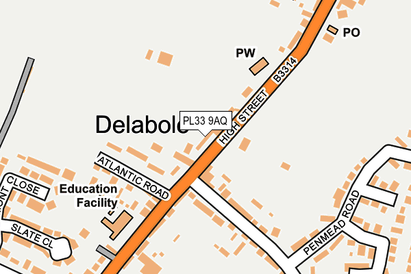 PL33 9AQ map - OS OpenMap – Local (Ordnance Survey)