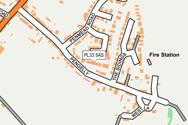 PL33 9AS map - OS OpenMap – Local (Ordnance Survey)