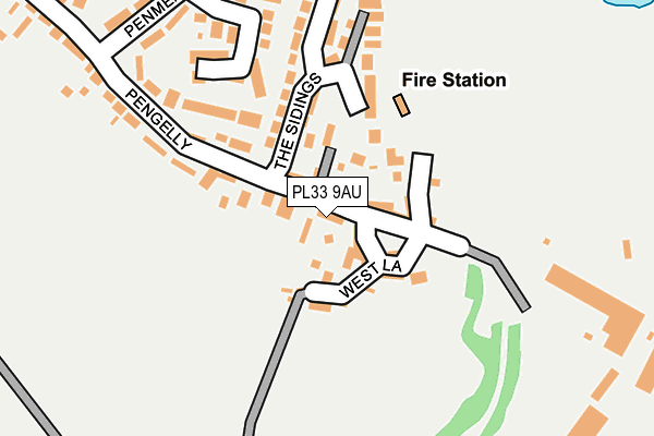 PL33 9AU map - OS OpenMap – Local (Ordnance Survey)