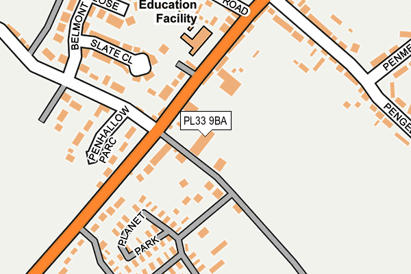 PL33 9BA map - OS OpenMap – Local (Ordnance Survey)