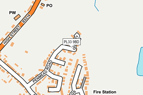 PL33 9BD map - OS OpenMap – Local (Ordnance Survey)