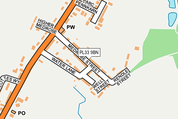 PL33 9BN map - OS OpenMap – Local (Ordnance Survey)