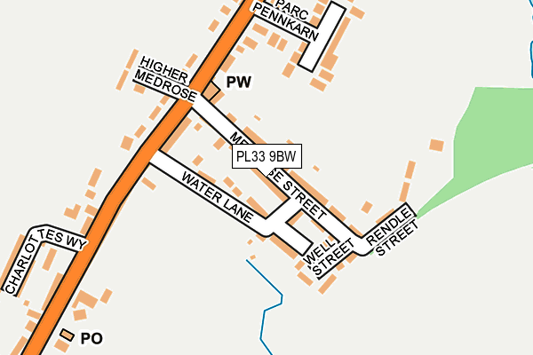 PL33 9BW map - OS OpenMap – Local (Ordnance Survey)