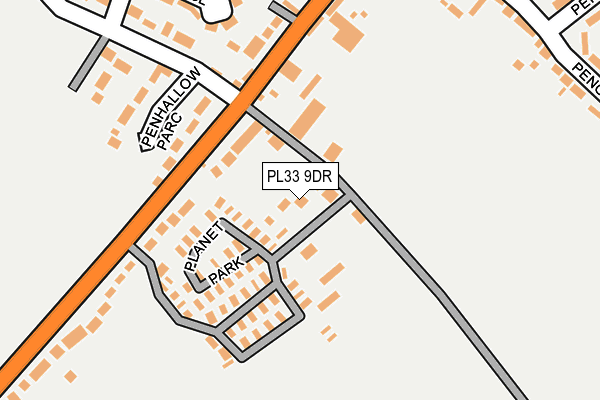 PL33 9DR map - OS OpenMap – Local (Ordnance Survey)
