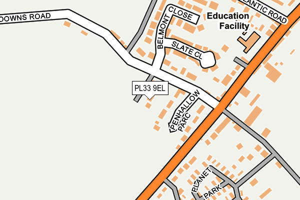 PL33 9EL map - OS OpenMap – Local (Ordnance Survey)