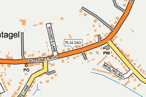 PL34 0AG map - OS OpenMap – Local (Ordnance Survey)