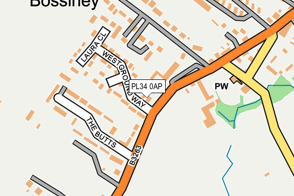 PL34 0AP map - OS OpenMap – Local (Ordnance Survey)