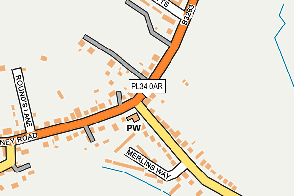 PL34 0AR map - OS OpenMap – Local (Ordnance Survey)