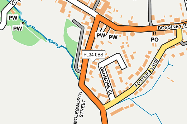 PL34 0BS map - OS OpenMap – Local (Ordnance Survey)