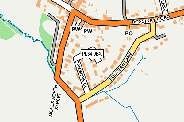 PL34 0BX map - OS OpenMap – Local (Ordnance Survey)