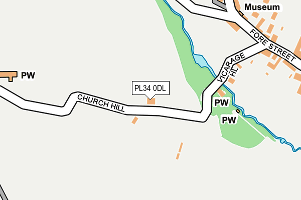 PL34 0DL map - OS OpenMap – Local (Ordnance Survey)