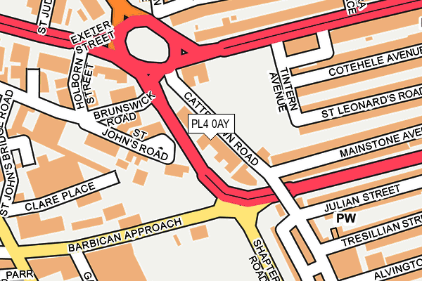 PL4 0AY map - OS OpenMap – Local (Ordnance Survey)