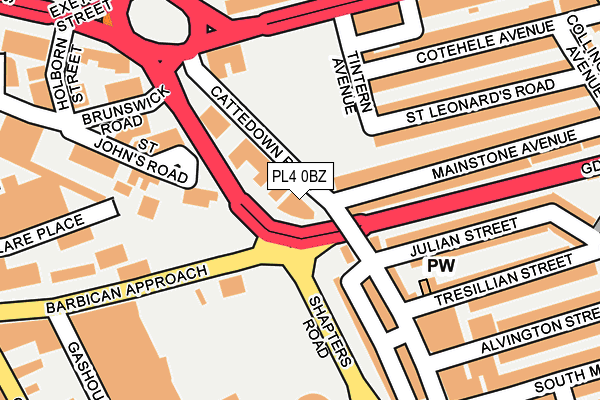 PL4 0BZ map - OS OpenMap – Local (Ordnance Survey)