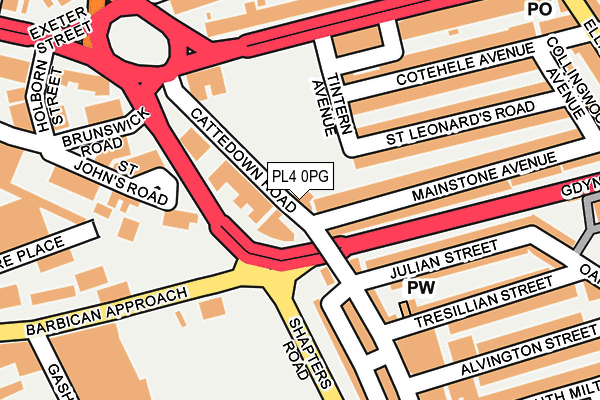 PL4 0PG map - OS OpenMap – Local (Ordnance Survey)