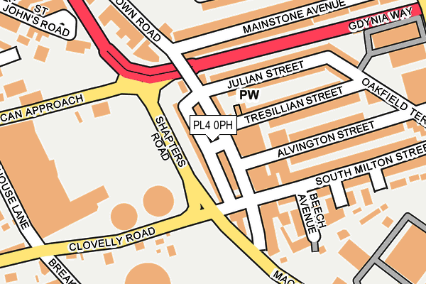 PL4 0PH map - OS OpenMap – Local (Ordnance Survey)