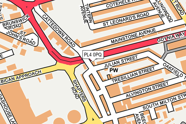 PL4 0PQ map - OS OpenMap – Local (Ordnance Survey)