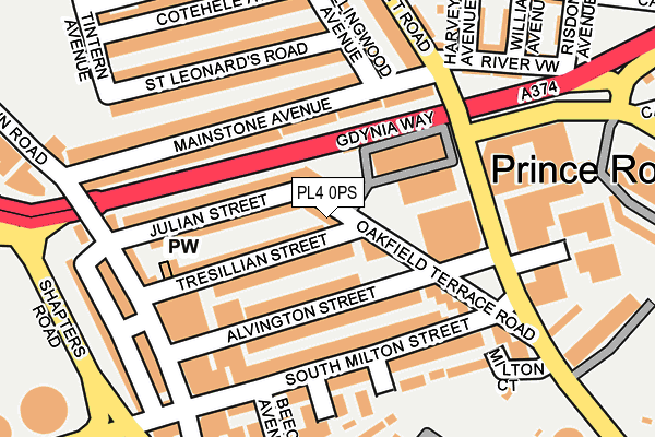 PL4 0PS map - OS OpenMap – Local (Ordnance Survey)