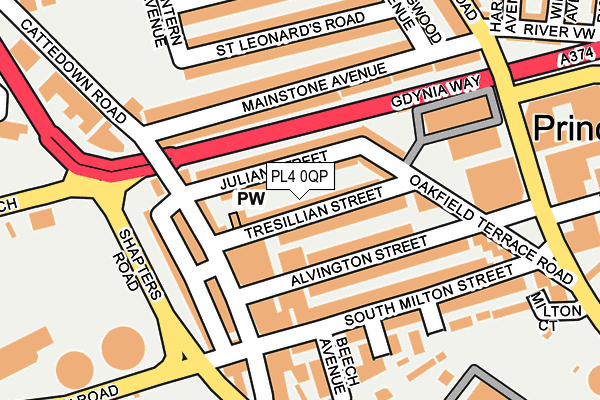 PL4 0QP map - OS OpenMap – Local (Ordnance Survey)