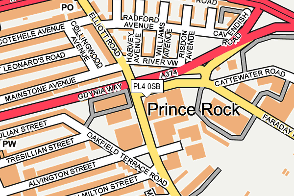 PL4 0SB map - OS OpenMap – Local (Ordnance Survey)