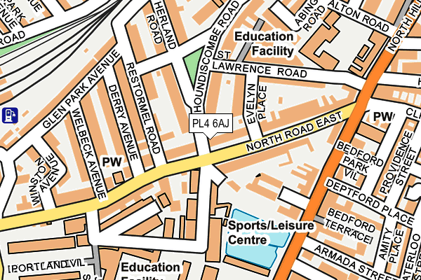 PL4 6AJ map - OS OpenMap – Local (Ordnance Survey)