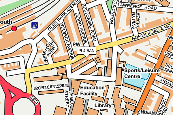 PL4 6AN map - OS OpenMap – Local (Ordnance Survey)