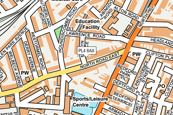 PL4 6AX map - OS OpenMap – Local (Ordnance Survey)