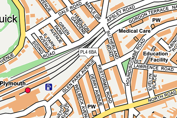 PL4 6BA map - OS OpenMap – Local (Ordnance Survey)