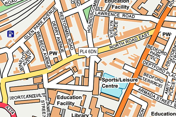 PL4 6DN map - OS OpenMap – Local (Ordnance Survey)