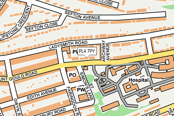 PL4 7PY map - OS OpenMap – Local (Ordnance Survey)