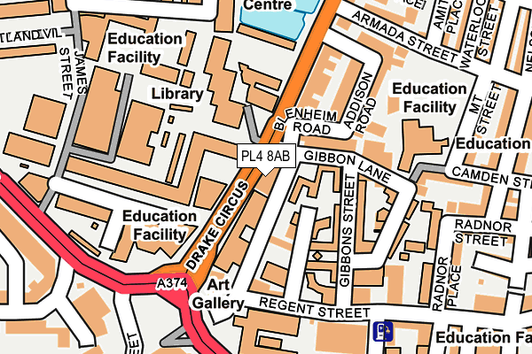 PL4 8AB map - OS OpenMap – Local (Ordnance Survey)