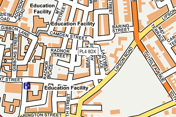 PL4 8DX map - OS OpenMap – Local (Ordnance Survey)