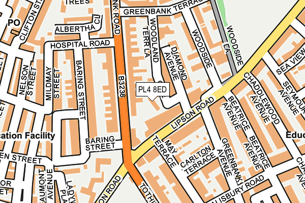 PL4 8ED map - OS OpenMap – Local (Ordnance Survey)
