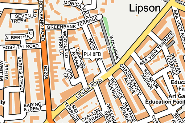PL4 8FD map - OS OpenMap – Local (Ordnance Survey)