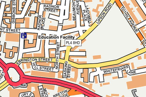 PL4 8HD map - OS OpenMap – Local (Ordnance Survey)