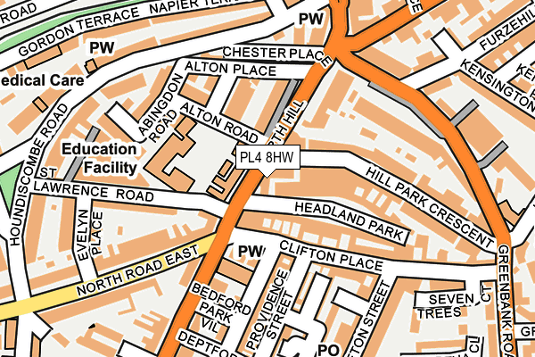 PL4 8HW map - OS OpenMap – Local (Ordnance Survey)