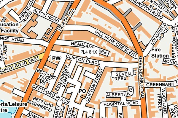 PL4 8HX map - OS OpenMap – Local (Ordnance Survey)