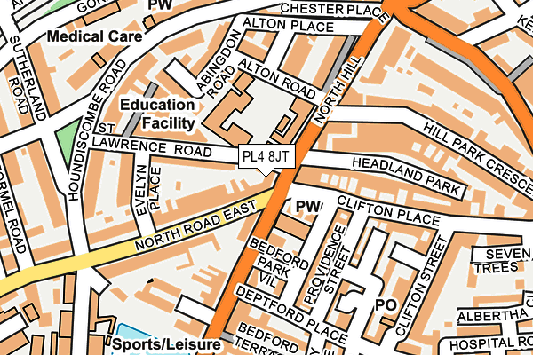 PL4 8JT map - OS OpenMap – Local (Ordnance Survey)
