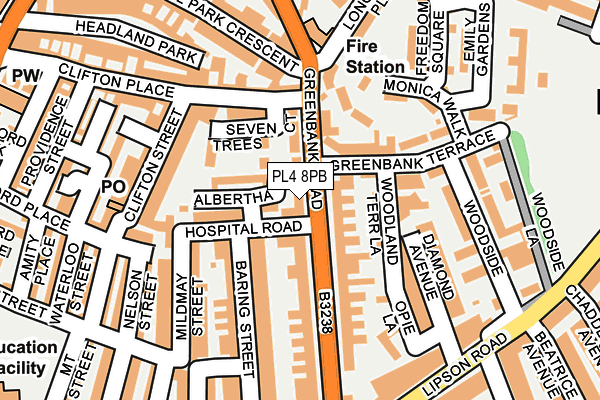 PL4 8PB map - OS OpenMap – Local (Ordnance Survey)