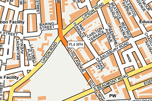 PL4 8PH map - OS OpenMap – Local (Ordnance Survey)