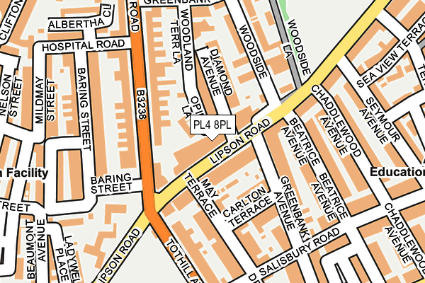 PL4 8PL map - OS OpenMap – Local (Ordnance Survey)