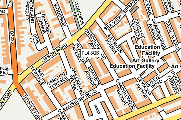 PL4 8QB map - OS OpenMap – Local (Ordnance Survey)